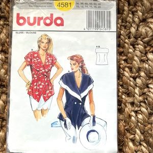 Burda Sewing Pattern 4581 Netherlands, Blouse with cape shawl collar